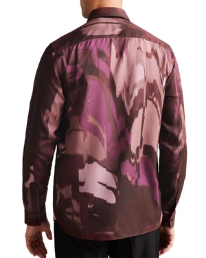 Chemises Ted Baker Long Sleeve Abstract Butterfly Print Bordeaux Homme | MMK-24101886